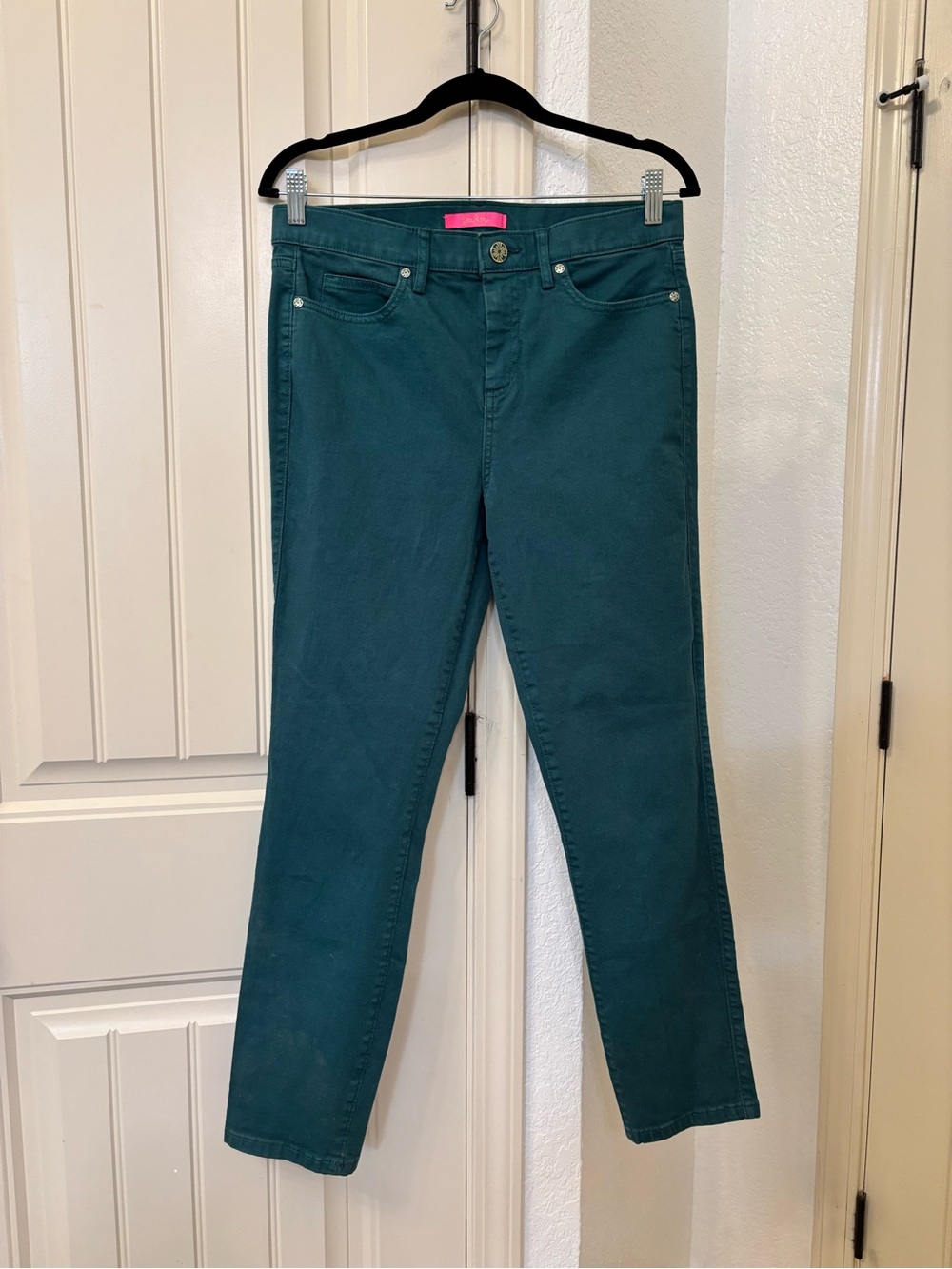 Lilly Pulitzer South Ocean High Rise Skinny Jeans 10 Hosta Green